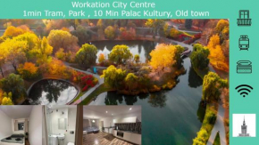 WORKATION, CENTRE, 4-5 Persons 3-4 nights best offer, Nature Park Metro 1min , 15 min Palac Kultury, Balcony, Quiet, Easy parking chroniony